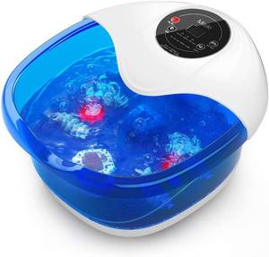 lot 51456 image: Foot Spa Misiki Foot Bath Massager with Heat Bubbles Vibration and Auto Shut-off, 4 Massage Rollers and Pedicure Stone for Acupressure Shiatsu Massage to Relieve Feet Muscle Pain