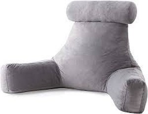 lot 51462 image: Linenspa Shredded Foam Reading Pillow with Neck Support - Extra Large Design for Adults - Perfect for Back Support While Relaxing, Gaming, Reading, or Watching TV - Soft Velour Cover
