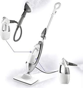 lot 51463 image: LIGHT N EASY Multifunctional Steam Mop with Detachable Handheld Unit Floor Steamers Cleaner for Hardwood,Grout,Tile White, 7688ANW