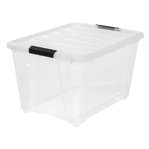lot 51485 image: IRIS Stack & Pull Clear Storage Box, 53 Quarts