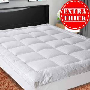 lot 51490 image: SOPAT Extra Thick Mattress Topper (King),Cooling Mattress Pad Cover,Pillow Top Construction (8-21Inch Deep Pocket),Double Border,Down Alternative Fill,Breathable