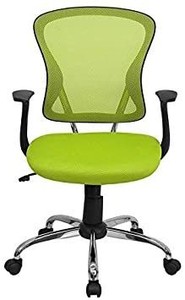 lot 73017 image: Flash Furniture Mid-Back Bright Green Mesh Padded Swivel Task Office Chair with Chrome Base, BIFMA Certified