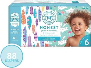 lot 73025 image: The Honest Company Super Club Box Diapers with TrueAbsorb Technology, Space Travel & T-Rex, Size 6, 88 Count