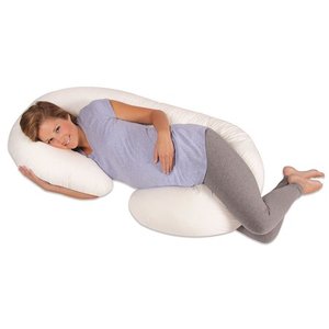 lot 73042 image: Leachco Snoogle Original MaternityPregnancy Total Body Pillow, Ivory