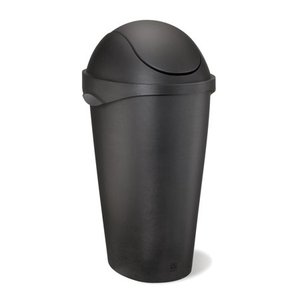 lot 73060 image: Umbra, Black Swinger 12-Gallon Swing-Top Waste Can, 11-20