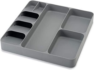 lot 73064 image: Joseph Joseph 85127 DrawerStore Organizer Tray, Utensil and Gadgets, Gray, 15.6 x 15.1 x 2.1 Inches (Pack of 1)