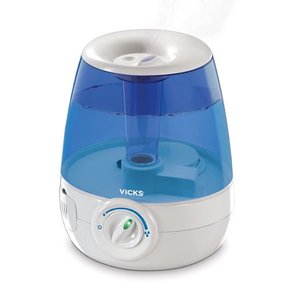 lot 73065 image: Vicks Filter-Free Ultrasonic Visible Cool Mist Humidifier for Medium rooms, 1.2 Gallon With Auto Shut-Off, 30 Hours of Moisturized Air, Use With Menthol Scented Vicks VapoPads