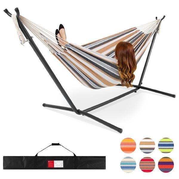 BalanceFrom Double Hammock with Space Saving Steel Stand and Portable Carrying Case 450-Pound Capacity 