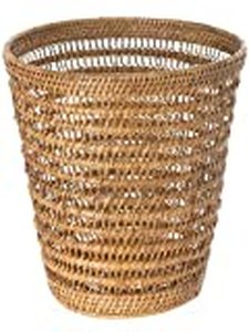 lot 73151 image: KOUBOO 1030059 La Jolla Rattan Mesh Round Waste Basket, 11 x 11 x 12, Honey Brown
