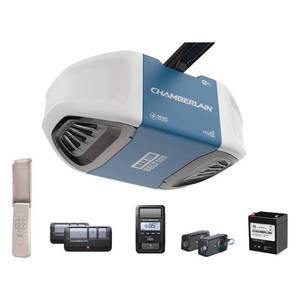 lot 73208 image: Chamberlain Group Chamberlain B970 Smartphone-Controlled Ultra-Quiet and Strong Belt Drive Garage Door Opener with Battery Backup and MAX Lifting Power, Blue