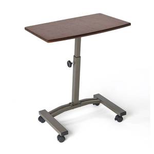 lot 73212 image: Seville Classics 23.6 Solid-Top Height Adjustable Mobile Laptop Desk Cart (20.5 to 33 H) Ergonomic Table, Walnut