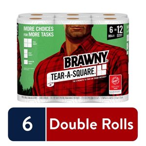 lot 73223 image: Brawny Tear-A-Square Paper Towels, 12  24 Regular Rolls, 3 Sheet Size Options, Quarter Size Sheets, 12 Count