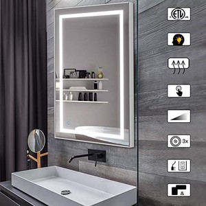 lot 73241 image: CITYMODA 28x20 Inch Lighted Bathroom Makeup Mirror, LED Wall Mount Frameless Rectangle Smart Bathroom Mirror with Touch Button HorizontalVertical,Anti-Fog