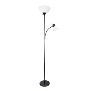 lot 73252 image: Simple Designs Home LF2000-BLK Mother-Daughter Floor Lamp with Reading Light, 71 x 20.47 x 11.35 inches, Black