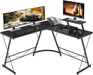 lot 73259 image: Mr IRONSTONE L-Shaped Desk 50.8 Computer Corner Desk, Home Gaming Desk, Office Writing Workstation with Large Monitor Stand, Space-Saving, Easy to Assemble, Black