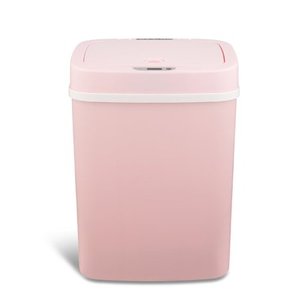 lot 73267 image: Ninestars DZT-12-5PK Bedroom or Bathroom Automatic Touchless Infrared Motion Sensor Trash Can, 3 Gal 12 L, ABS Plastic (Rectangular, Pink) Trashcan