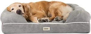lot 73295 image: Prestige Edition Orthopedic Dog Bed Memory Foam  Bolster Dog Couch Pet Sofa Beds with 100% Suede Removable Cover 4 Mattress Memory-Foam Chew Proof Durable  Size Large 36 x 28 x 9 Pewter Grey