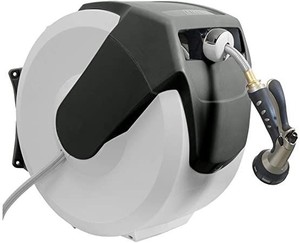 lot 73305 image: AMES 2416500 NeverLeak AutoWinder Retractable Wall Mount Reel 100-Foot Hose Capacity