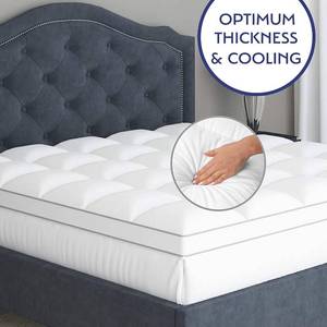 lot 73321 image: Mattress-Topper Queen Pure Cotton Top - Plush Quilted Pillow Top with Down Alternative Fill, Water Resistant Optimum Thick Mattress Topper Pad, Fitted Deep Pocket for Mattress 18 Inches