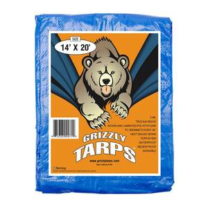 lot 73363 image: B-Air Grizzly Heavy Duty Tarps - 14 x 20 Feet. Multi Purpose Waterproof Poly Tarp Cover for Camping and Storage - Blue