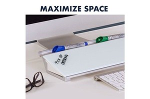 lot 73372 image: Quartet Glass Dry Erase Desktop Computer Pad, 18 x 6, Frameless Computer Desk Organizer, Small Dry Erase Board for Home Office Desk Accessories, Includes 1 Dry Erase Marker, White (GDP186)