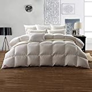 lot 73388 image: SNOWMAN White Goose Down Comforter FullQueen Size 100% Cotton Shell Down Proof-Solid White Hypo-allergenic