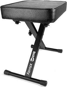 lot 73389 image: RockJam KB100 Adjustable Padded Keyboard Bench, X-Style, Black