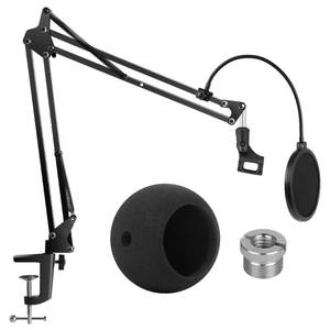 lot 73392 image: InnoGear Adjustable Mic Stand for Blue Snowball and Blue Snowball iCE Suspension Boom Scissor Arm Stand with Microphone Windscreen and Dual Layered Mic Pop Filter, Max Load 1.5 KG