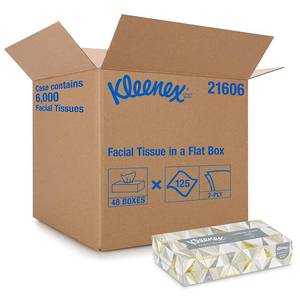 lot 73394 image: Kleenex Professional Facial Tissue for Business (03076), Flat Tissue Boxes, 10 Boxes  Convenience Case, 125 Tissues  Box