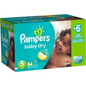 lot 73396 image: Pampers Baby Dry Diapers, Bonus Pack - Size 5 (84 Count)
