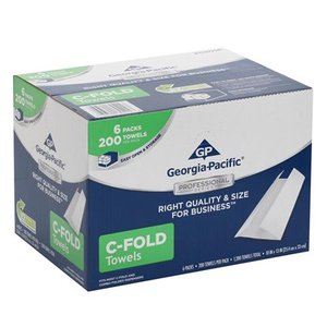 lot 73397 image: Georgia-Pacific Professional Series Premium 1-Ply C-Fold Paper Towels by GP PRO (Georgia-Pacific), White, 2112014, 200 Towels Per Pack, 6 Packs Per Case