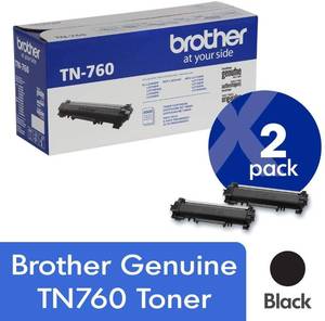 lot 73401 image: Brother Genuine TN760 2-Pack High Yield Black Toner Cartridge with Approximately 3,000 Page YieldCartridge