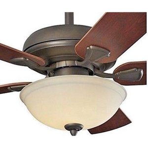 lot 5371 image: Energy Efficient 52 Inch LED Ceiling Fan with Nutmeg Espresso Blades and White Glass Light Bowl