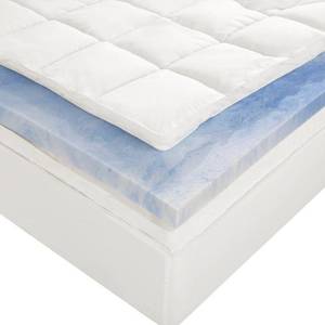 lot 5372 image: Sleep Innovations Gel Memory Foam 4-inch Dual Layer Mattress Topper, Queen Size