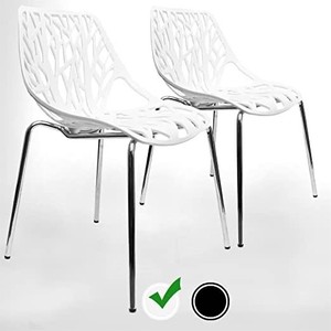 lot 5380 image: UrbanMod Modern Dining Chairs (Set of 2) by, White Chairs, Kid-Friendly Birch Chairs, Stackable Modern Chair, Mid Century Dining Chair