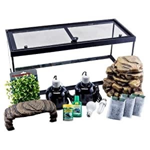 lot 5382 image: Tetra Aquatic Turtle Deluxe Kit 20 Gallons, aquarium With Filter And Heating Lamps, 30 IN