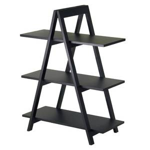 lot 5391 image: Winsome Wood Aaron 3-Tier A-Frame Shelf, Black Finish