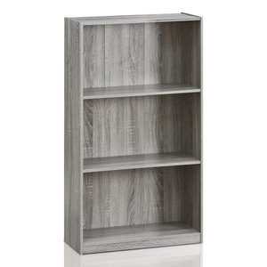 lot 5408 image: Furinno Basic 3-Tier Bookcase Storage Shelves, French Oak Grey