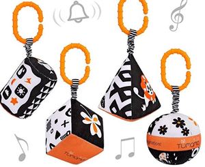 lot 5252 image: TUMAMA High Contrast Shapes Sets Baby Toys, Black and White Stroller Toy for Car Seat Baby Plush Rattles