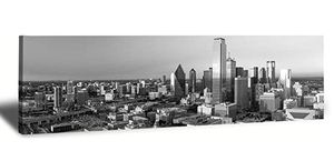 lot 5290 image: JiazuGo - Dallas Skyline Panoramic Canvas Wall Art Black
