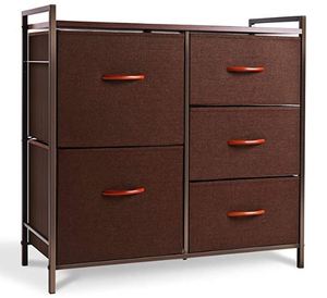 lot 5362 image: ROMOON Dresser Organizer with 5 Drawers, Fabric Dresser Tower for Bedroom, Hallway, Entryway, Closets - Espresso