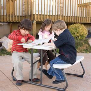 lot 5446 image: Kids Rectangle Picnic Table Almond - Lifetime