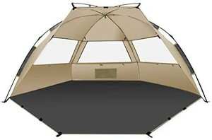 lot 6023 image: TAGVO Pop Up Beach Tent Sun Shelter with Privacy Front Door Easy Set Up Tear Down, Portable Lightweight Beach Baby Canopy, UPF 50 Sun Protection Mesh Screen Windows Good Ventilation Sun Shade Tent