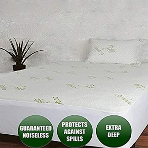 lot 6031 image: Niagara Sleep Solution Waterproof Bamboo Mattress Protector Queen 60x80 Non Noisy Cooling Breathable Ultra Plush Absorbent Extra Deep Fits 20 Inches Deep Mattress (Queen)