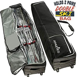 lot 6037 image: Athletico Rolling Double Ski Bag - Padded Ski Bag with Wheels for Air Travel