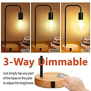 lot 6040 image: Minimalist Table Lamp, Nightstand Desk Lamp, Bedside Lamp Industrial Style with Wood Base for Living Room, Bedroom, Office, College Dorm (Black)