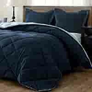 lot 6047 image: downluxe Lightweight Solid Comforter (King) - Blue and Sapphire - Down Alternative Reversible Comforter