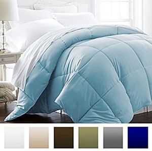 lot 6052 image: Beckham Hotel Collection 1200 Series - Lightweight - Luxury Goose Down Alternative Comforter - Hotel Quality Comforter and Hypoallergenic - KingCal King - Sky Blue