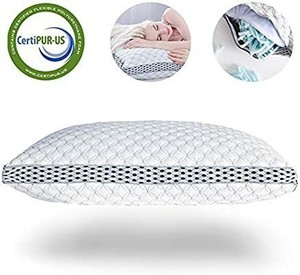 lot 6063 image: LIANLAM King Memory Foam Pillow for Sleeping Shredded Bed Bamboo Cooling Pillow with Adjustable Loft 4D Design Hypoallergenic Washable Removable Derived Rayon Zip Cove (King)