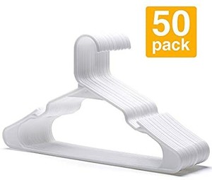lot 6085 image: Plastic Hangers-50 Pack-Plastic Clothes Hangers for Skirt Suit Coat, Standard Tubular Plastic Hangers for Clothes,White